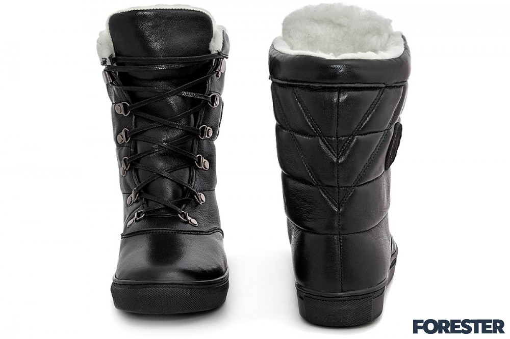 Зимние женские ботиночки Forester 8529-271Km Черная кожа